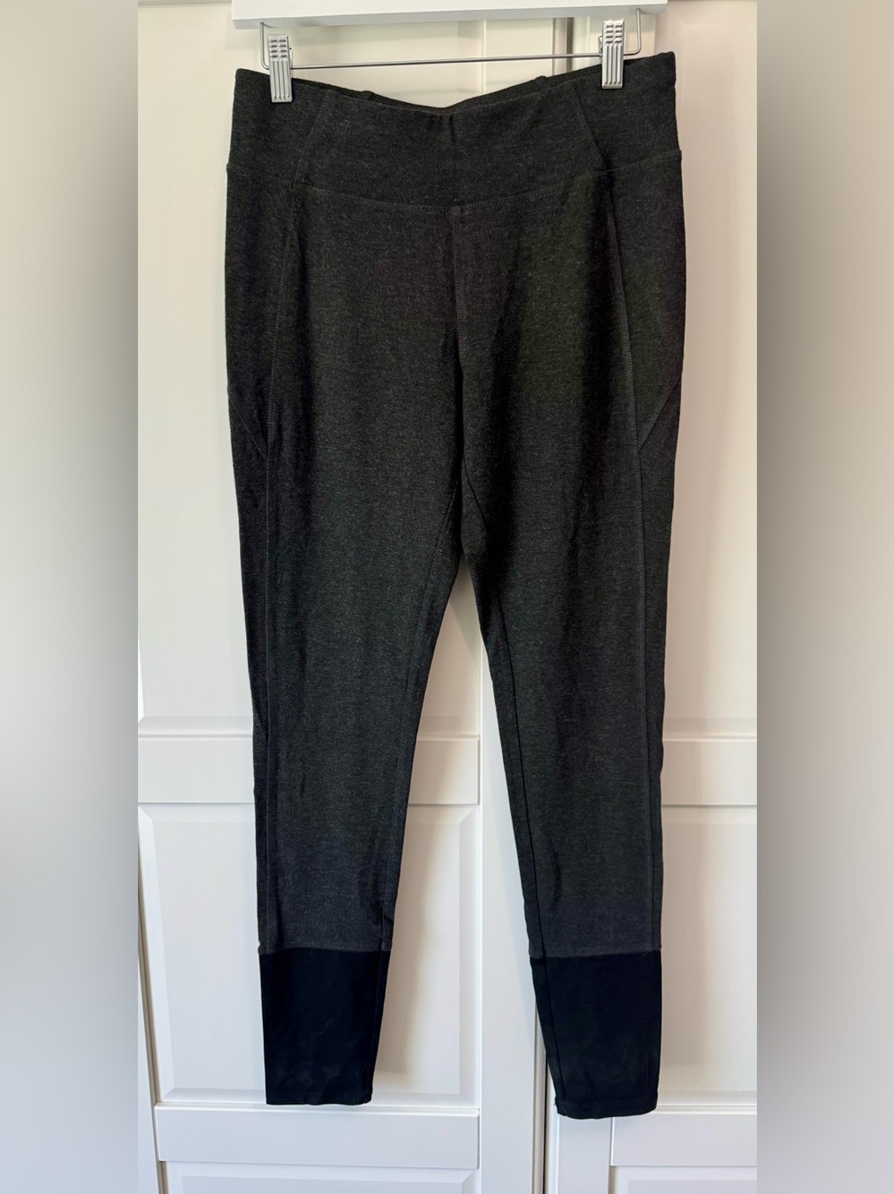 Eileen Fisher Dark Heather Gray Black Leggings Italian Yarn Small NWT Retail$168